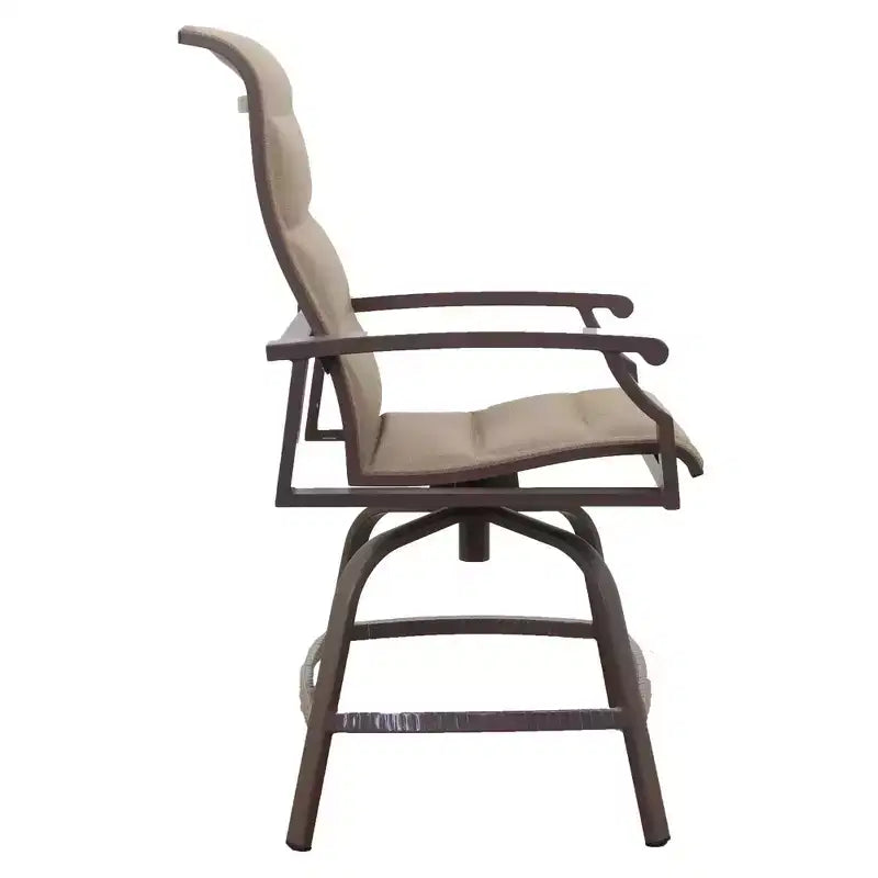 Tabouret pivotant matelassé Courtyard Casual Madison pour balcon, cadre en aluminium poudré