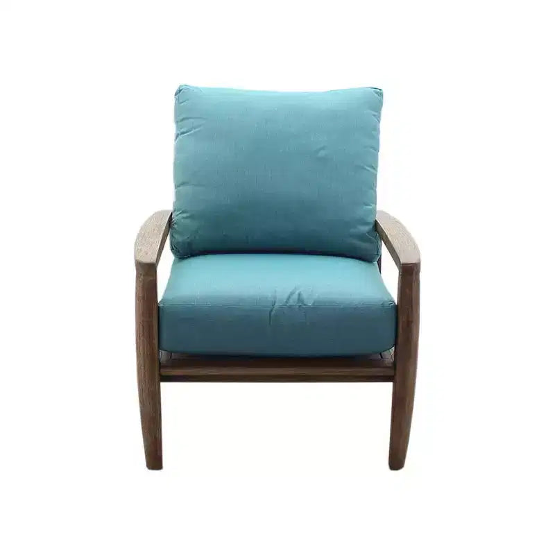 Fauteuil de jardin décontracté Avalon en teck FSC, teck avec finition gris chiné, toile tendue sous coussin pour plus de confort, tissu Sunbrella