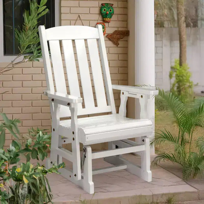 Karl Home | Fauteuil à bascule pour terrasse en bois massif de 32 po avec porte-gobelet