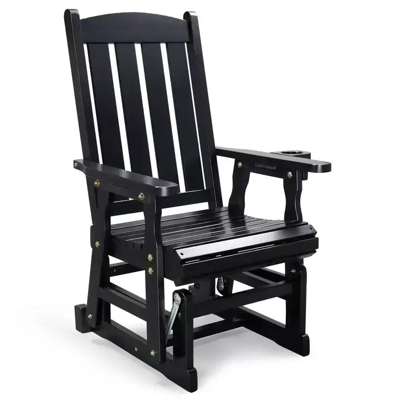 Karl Home | 32 in. Solid Wood Patio Glider Chair with Cup Holder