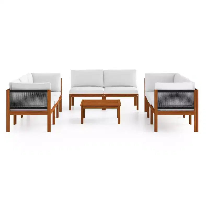 vidaXL Ensemble de salon de jardin Modulable grand Crème, bois d'acacia massif marron