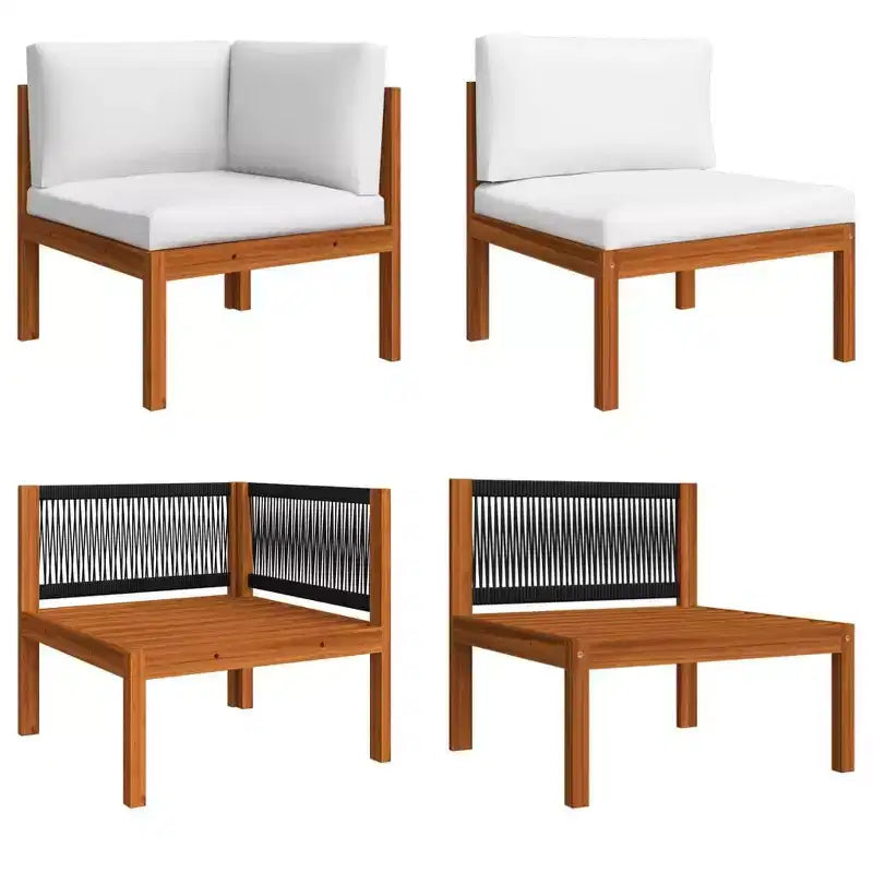 vidaXL Ensemble de salon de jardin Modulable grand Crème, bois d'acacia massif marron