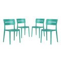 WestinTrends Playa Outdoor Modern Stackable Plastic Patio Dining Chairs (Set of 4), Turquoise