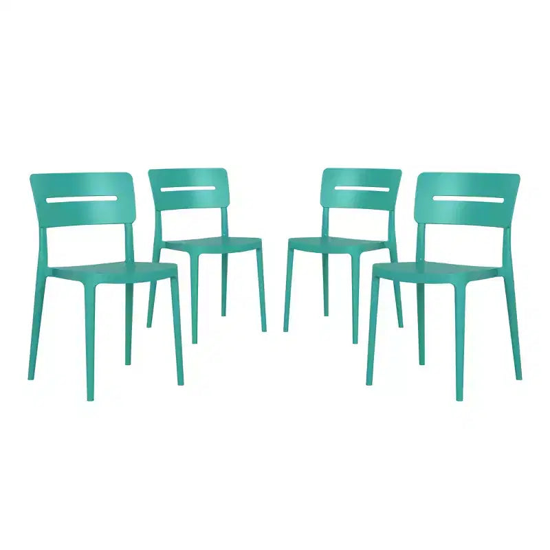 WestinTrends Playa Outdoor Modern Stackable Plastic Patio Dining Chairs (Set of 4), Turquoise