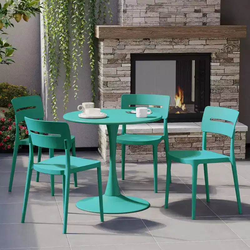 WestinTrends Playa Chaises de salle à manger modernes empilables en plastique pour l'extérieur (lot de 4), turquoise