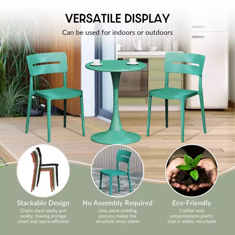 WestinTrends Playa Chaises de salle à manger modernes empilables en plastique pour l'extérieur (lot de 4), turquoise