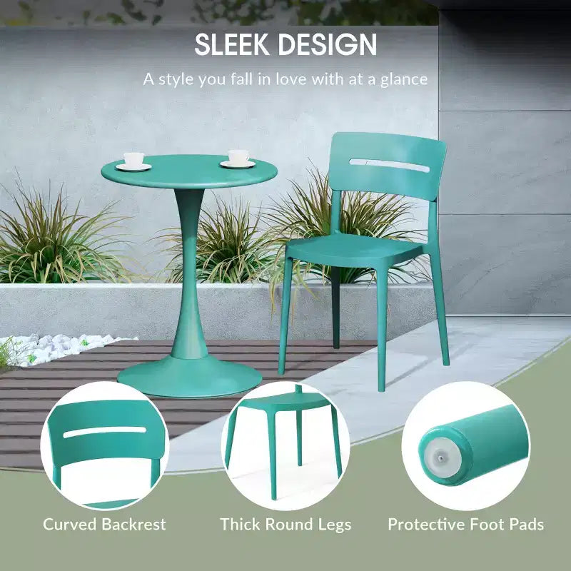 WestinTrends Playa Chaises de salle à manger modernes empilables en plastique pour l'extérieur (lot de 4), turquoise
