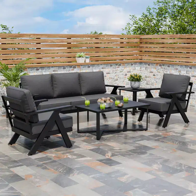 EAGLE PEAK Ensemble de mobilier de jardin moderne Urban Slate 5 pièces, canapé, fauteuils pivotants, table basse et table d'appoint