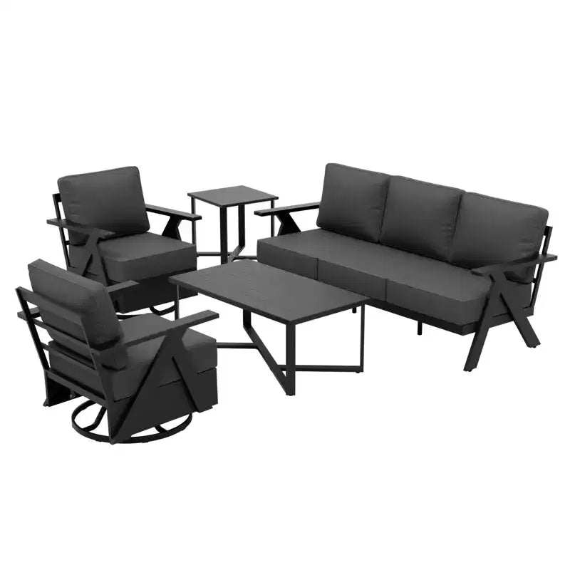 EAGLE PEAK Ensemble de mobilier de jardin moderne Urban Slate 5 pièces, canapé, fauteuils pivotants, table basse et table d'appoint