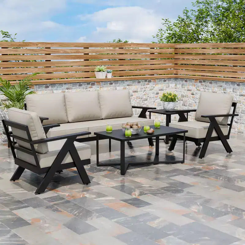 EAGLE PEAK Ensemble de mobilier de jardin moderne Urban Slate 5 pièces, canapé, fauteuils pivotants, table basse et table d'appoint