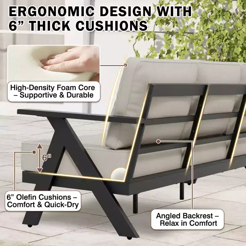 EAGLE PEAK Ensemble de mobilier de jardin moderne Urban Slate 5 pièces, canapé, fauteuils pivotants, table basse et table d'appoint