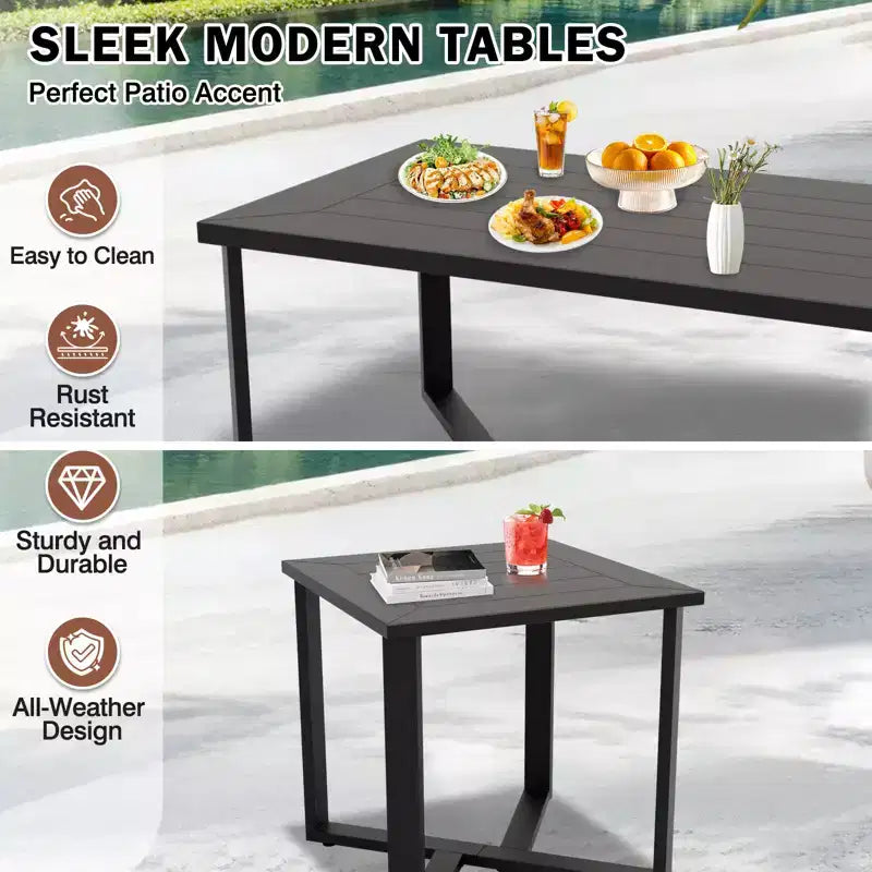 EAGLE PEAK Ensemble de mobilier de jardin moderne Urban Slate 5 pièces, canapé, fauteuils pivotants, table basse et table d'appoint