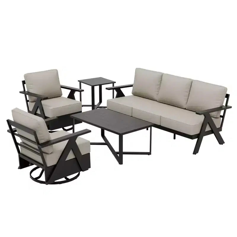 EAGLE PEAK Ensemble de mobilier de jardin moderne Urban Slate 5 pièces, canapé, fauteuils pivotants, table basse et table d'appoint