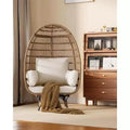 Acekool 360 Swivel Egg Chair with Cushion - PE Rattan Lounge Chair for Indoor/Outdoor Use