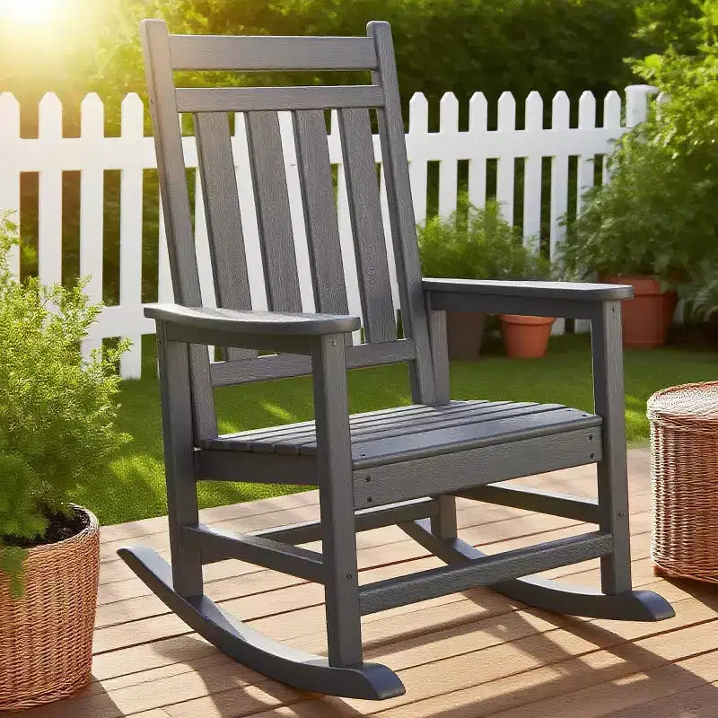 40 Oversized Rocking Chair for Adults, All Weather HDPE Porch Rocker, Heavy Duty Outdoor Rocking Chair 400 lbs for Patio, Garden, Porch