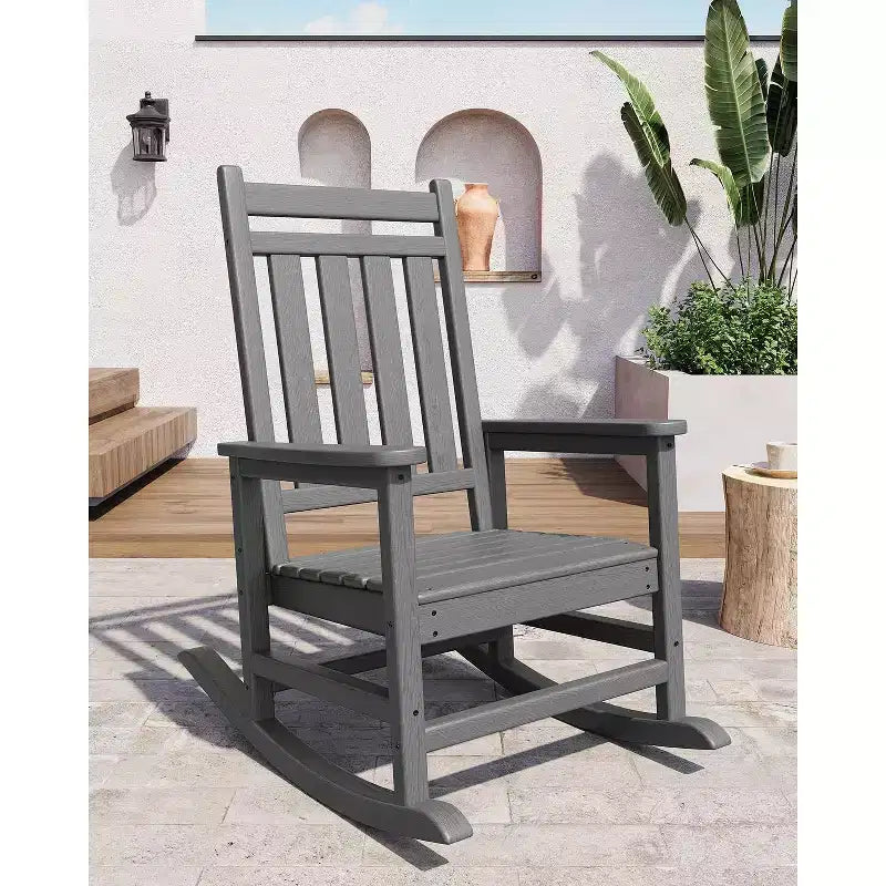 Grand fauteuil à bascule surdimensionné pour adultes, fauteuil à bascule de véranda en PEHD résistant aux intempéries, fauteuil à bascule d'extérieur robuste de 180 kg pour patio, jardin, véranda