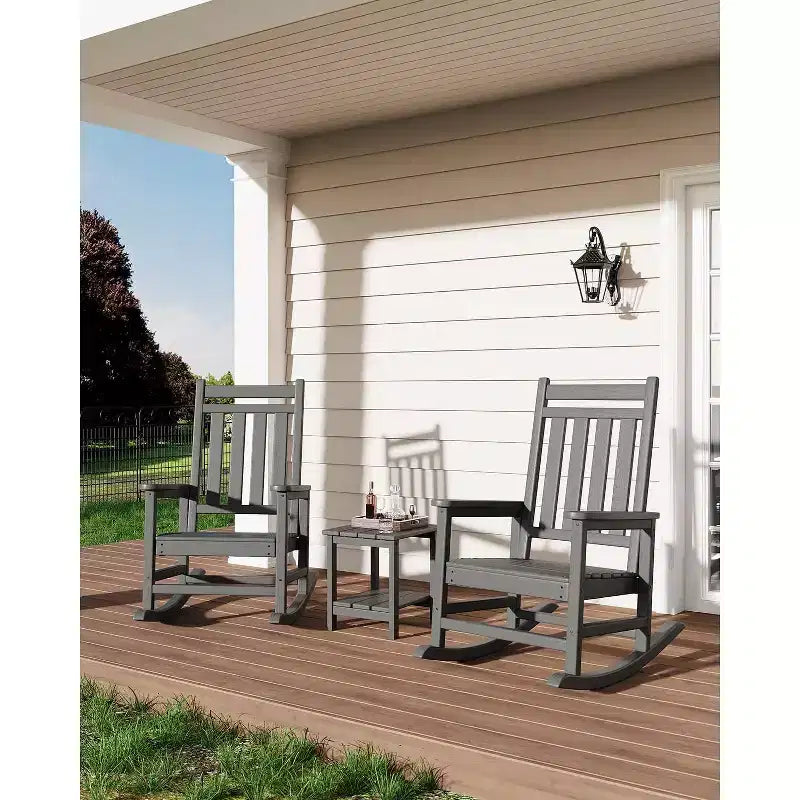Grand fauteuil à bascule surdimensionné pour adultes, fauteuil à bascule de véranda en PEHD résistant aux intempéries, fauteuil à bascule d'extérieur robuste de 180 kg pour patio, jardin, véranda