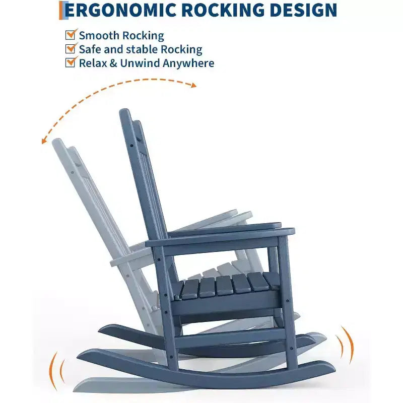 Grand fauteuil à bascule surdimensionné pour adultes, fauteuil à bascule de véranda en PEHD résistant aux intempéries, fauteuil à bascule d'extérieur robuste de 180 kg pour patio, jardin, véranda