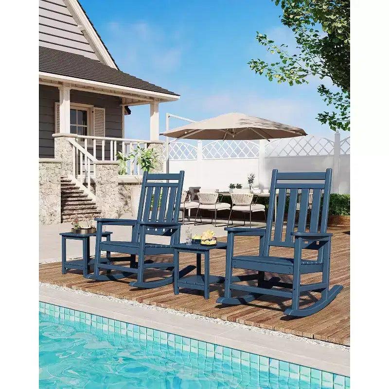 Grand fauteuil à bascule surdimensionné pour adultes, fauteuil à bascule de véranda en PEHD résistant aux intempéries, fauteuil à bascule d'extérieur robuste de 180 kg pour patio, jardin, véranda