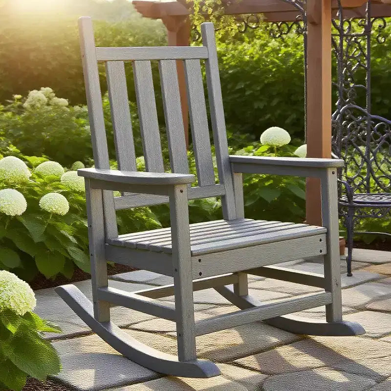 Grand fauteuil à bascule surdimensionné pour adultes, fauteuil à bascule de véranda en PEHD résistant aux intempéries, fauteuil à bascule d'extérieur robuste de 180 kg pour patio, jardin, véranda