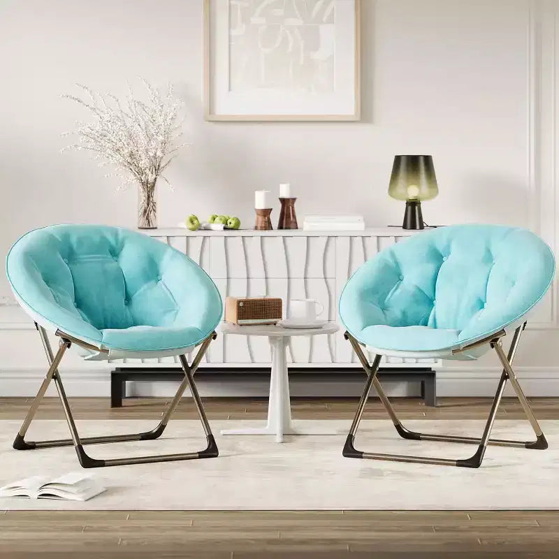Fauteuils soucoupes confortables, chaise longue pliante pour la lecture, chaise de salon avec assise rembourrée épaisse et douce et cadre en métal, pour enfants et adultes