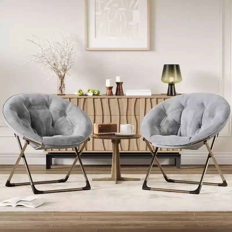 Fauteuils soucoupes confortables, chaise longue pliante pour la lecture, chaise de salon avec assise rembourrée épaisse et douce et cadre en métal, pour enfants et adultes
