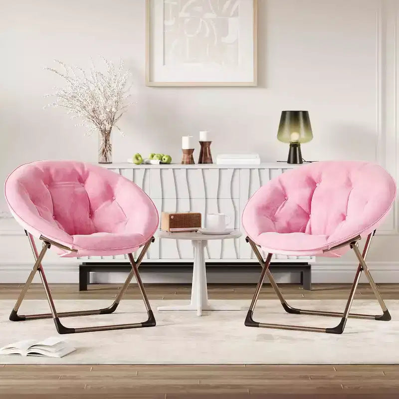 Fauteuils soucoupes confortables, chaise longue pliante pour la lecture, chaise de salon avec assise rembourrée épaisse et douce et cadre en métal, pour enfants et adultes