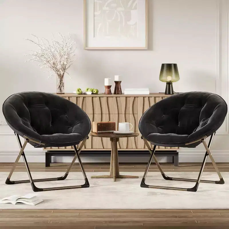 Fauteuils soucoupes confortables, chaise longue pliante pour la lecture, chaise de salon avec assise rembourrée épaisse et douce et cadre en métal, pour enfants et adultes