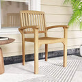 Costway 1/2/4 PCS Outdoor Patio Chair Teak Wood Armchair with Slatted Seat & Curved Seat