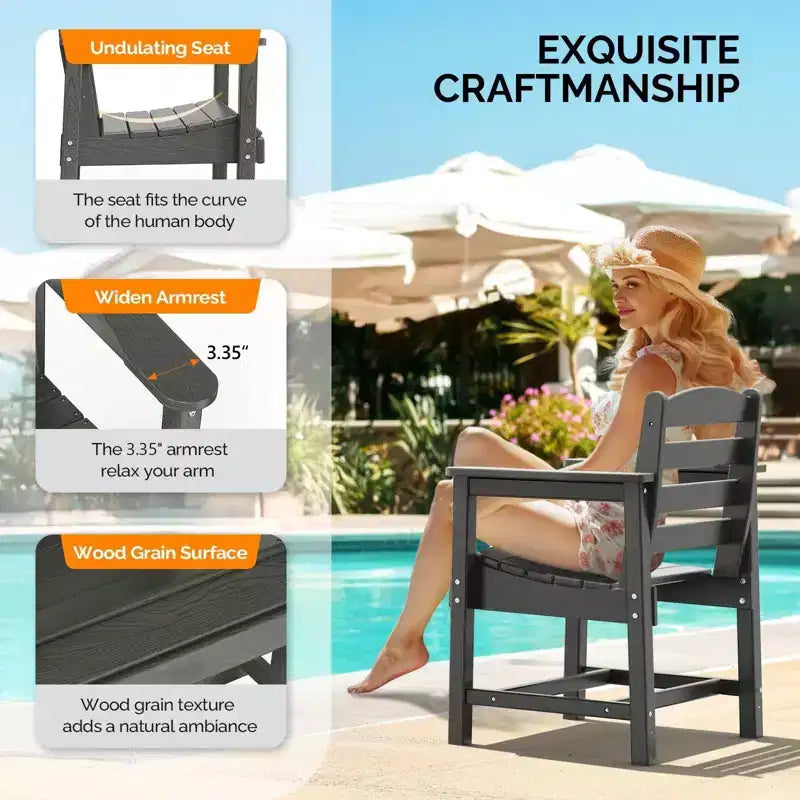 Chaise de salle à manger de patio Karl Home en PEHD de 24 pouces