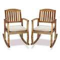 36 in. Acacia Wood Outdoor Rocking Chair with Cushion