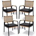 Outdoor Patio Dining Chairs Set of 4, Wicker Chairs with Cushions Armrest,Metal Frame for Garden, Porch, Lawn and Poolside