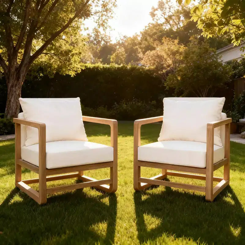 Christopher Knight Home Wisp Chaise Club Oversize d'extérieur Moderne en Bois d'Acacia avec Coussins