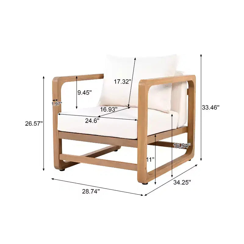 Christopher Knight Home Wisp Chaise Club Oversize d'extérieur Moderne en Bois d'Acacia avec Coussins