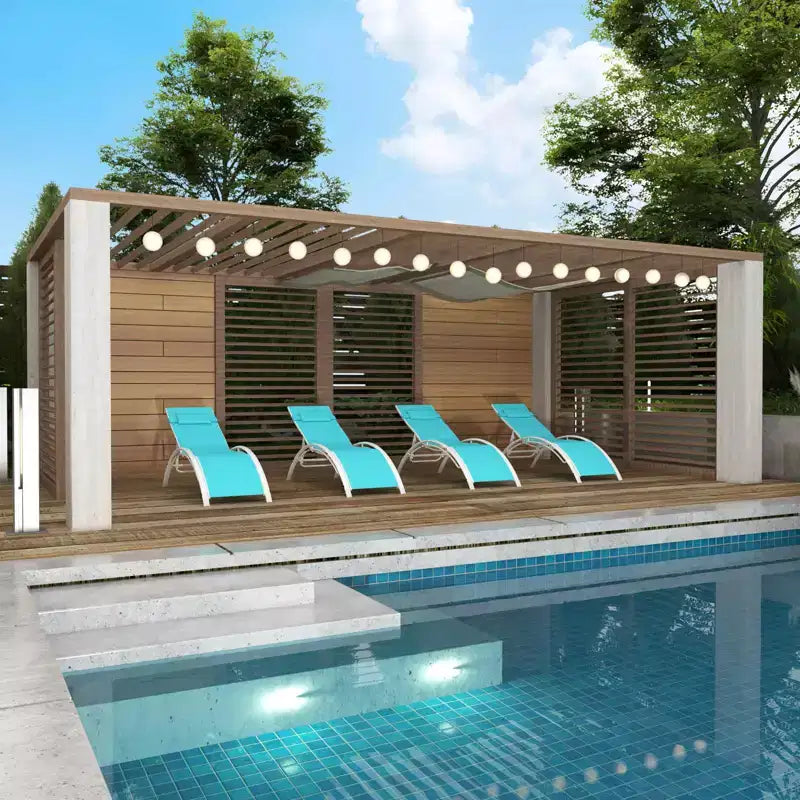 Ensemble de chaises longues en alliage d'aluminium – 2 chaises longues d'extérieur réglables pour terrasse, plage et piscine – Conception légère, durable et résistante aux intempéries
