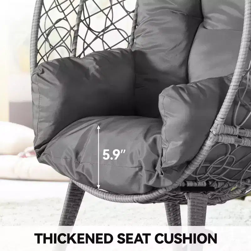 Fauteuil œuf en rotin pour patio, fauteuil lounge résilient avec coussin