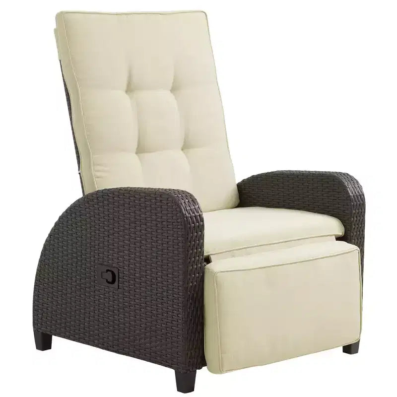 Heynemo Chaise longue réglable en rotin, chaise longue d'extérieur avec dossier et repose-pieds, mobilier de terrasse en osier résistant aux intempéries pour terrasse, véranda