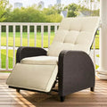 Heynemo Adjustable Rattan Recliner, Outdoor Lounge Chair with Backrest and Footrest, Weather-Resistant Wicker Patio Furniture for Deck, Porch