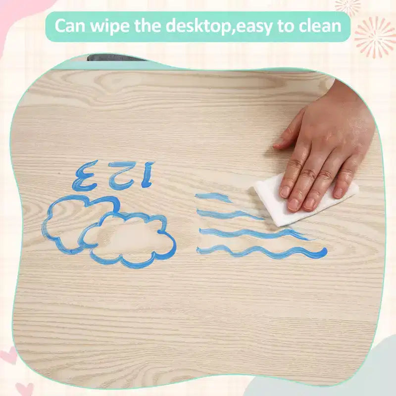 Ensemble table et 4 chaises GustoWave pour enfants, table réglable en hauteur (23") et 4 chaises pour tout-petits avec pieds antidérapants et plateau de bureau anti-graffiti avec organisateur
