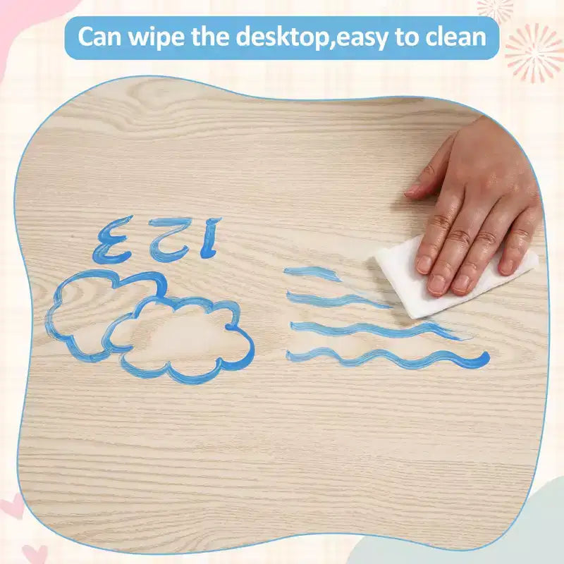 Ensemble table et 4 chaises GustoWave pour enfants, table réglable en hauteur (23") et 4 chaises pour tout-petits avec pieds antidérapants et plateau de bureau anti-graffiti avec organisateur