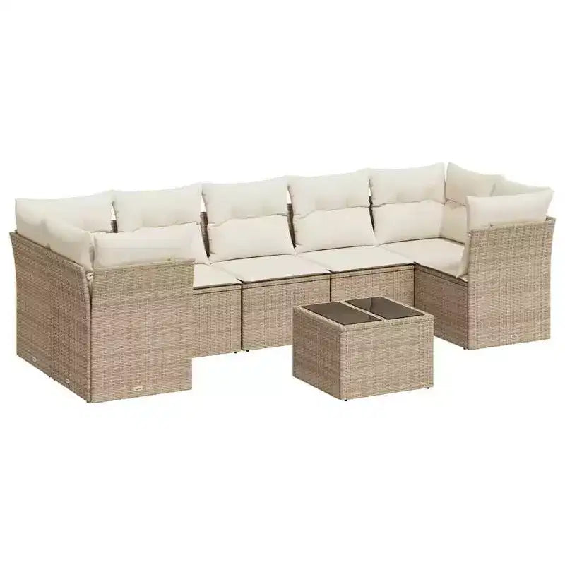 vidaXL Garden Sofa Set Beige Poly Rattan Large Modular Garden Sofa Set