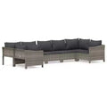 vidaXL Patio Furniture Set Outdoor Armchair with Cushions Gray Poly Rattan