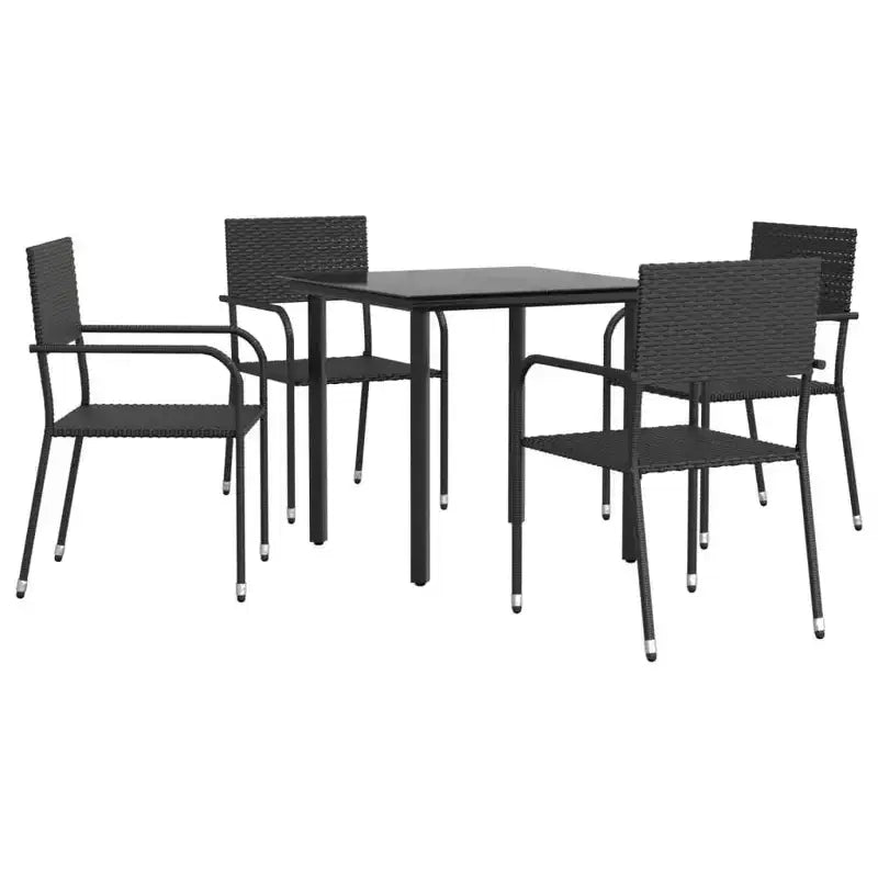 vidaXL Garden Dining Set Black Poly rattan and Steel Standard Stacking - 31.5 table length 4