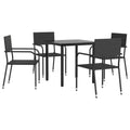 vidaXL Garden Dining Set Black Poly rattan and Steel Standard Stacking - 31.5 table length 4