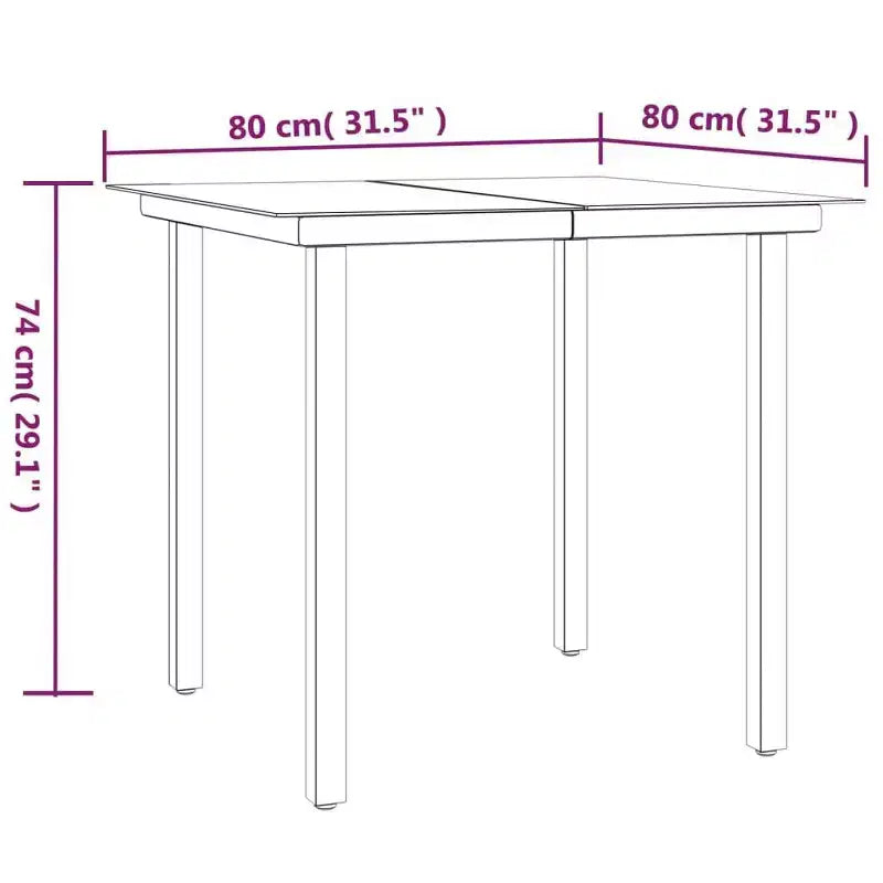 vidaXL Salon de jardin en rotin synthétique noir et acier Standard Empilable - Longueur de table 80 cm 4