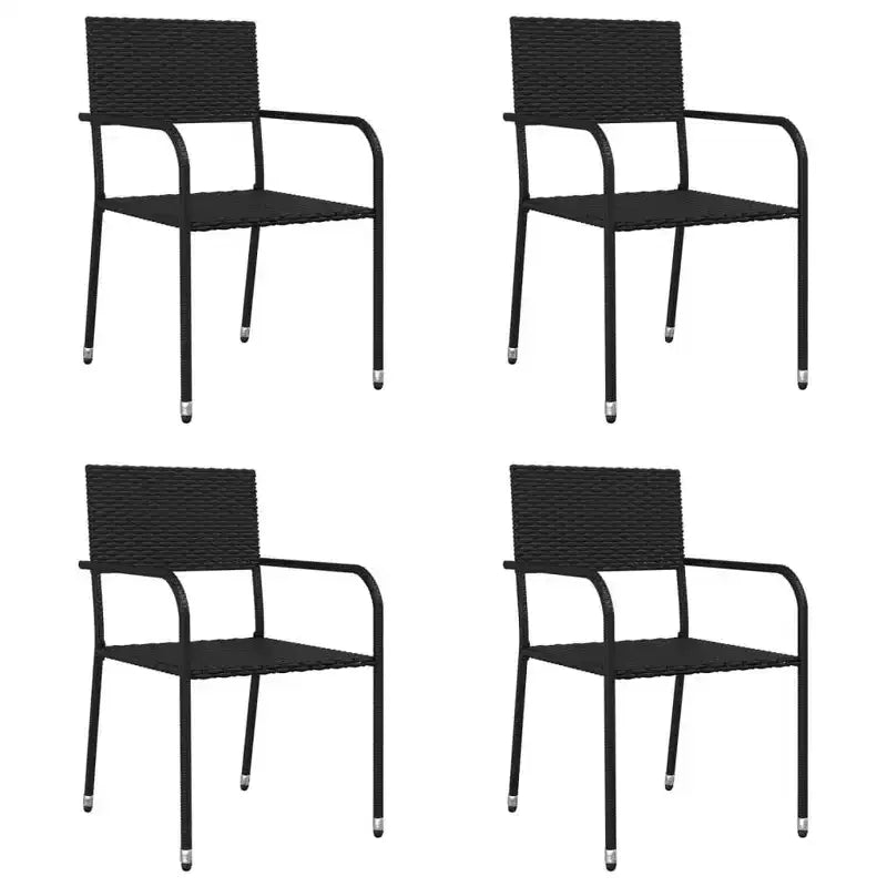 vidaXL Salon de jardin en rotin synthétique noir et acier Standard Empilable - Longueur de table 80 cm 4