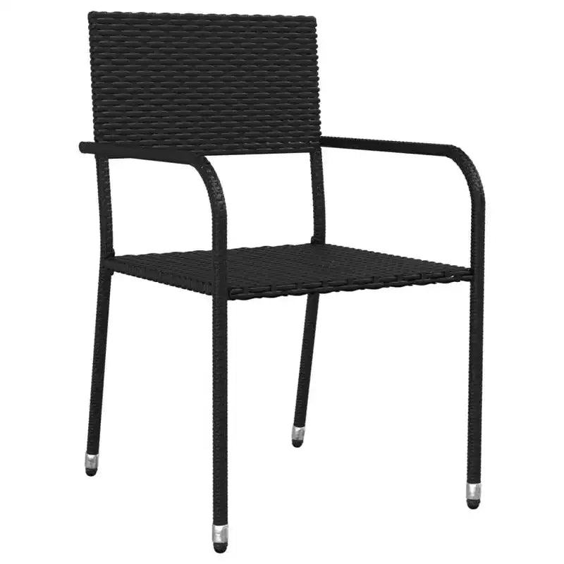 vidaXL Salon de jardin en rotin synthétique noir et acier Standard Empilable - Longueur de table 80 cm 4