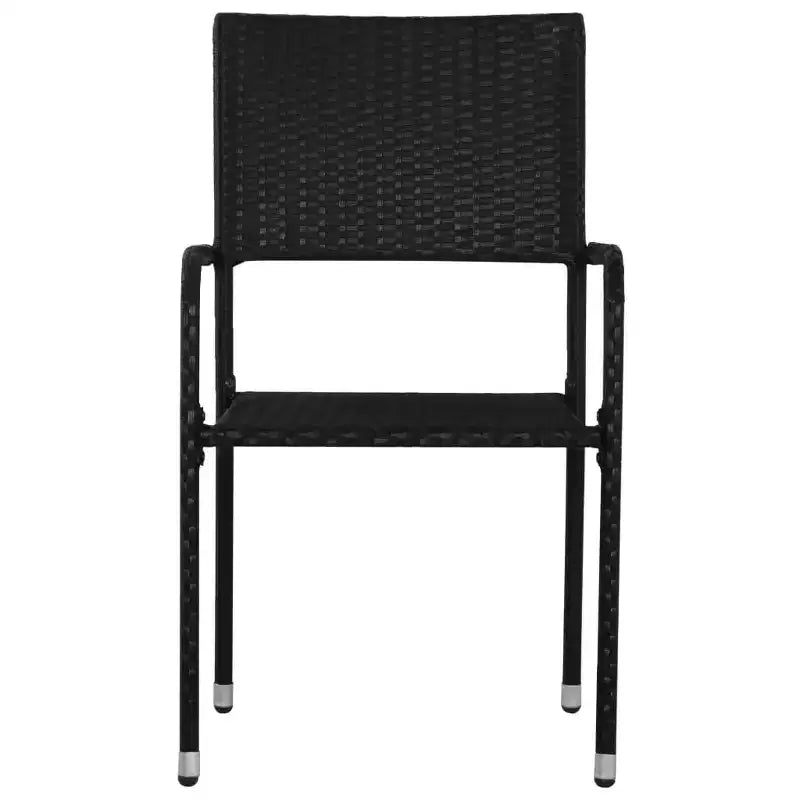 vidaXL Salon de jardin en rotin synthétique noir et acier Standard Empilable - Longueur de table 80 cm 4