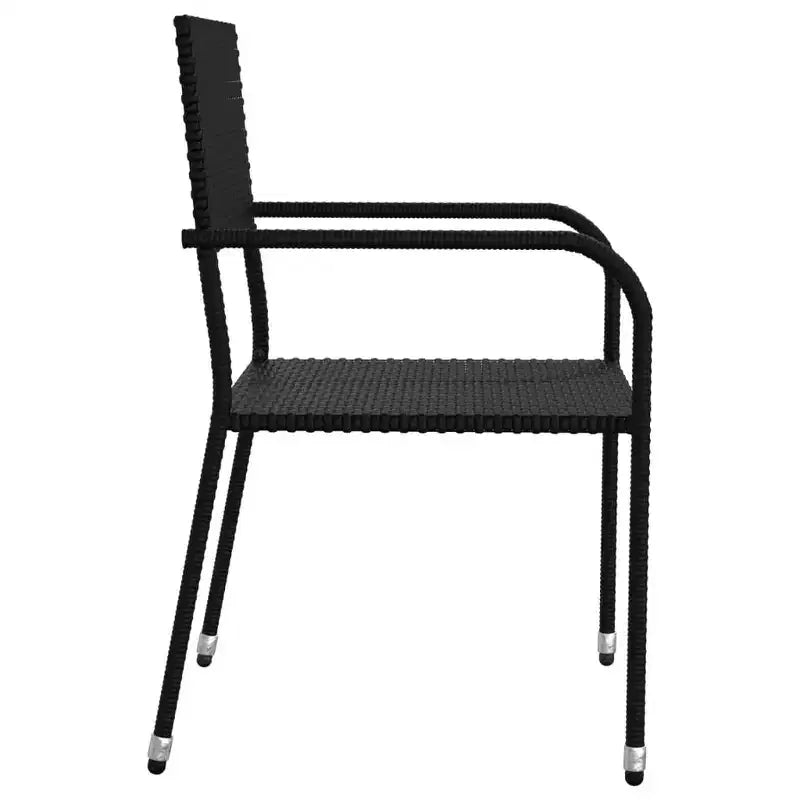 vidaXL Salon de jardin en rotin synthétique noir et acier Standard Empilable - Longueur de table 80 cm 4