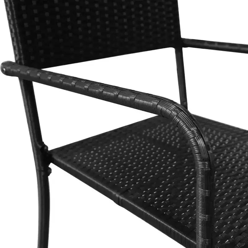vidaXL Salon de jardin en rotin synthétique noir et acier Standard Empilable - Longueur de table 80 cm 4